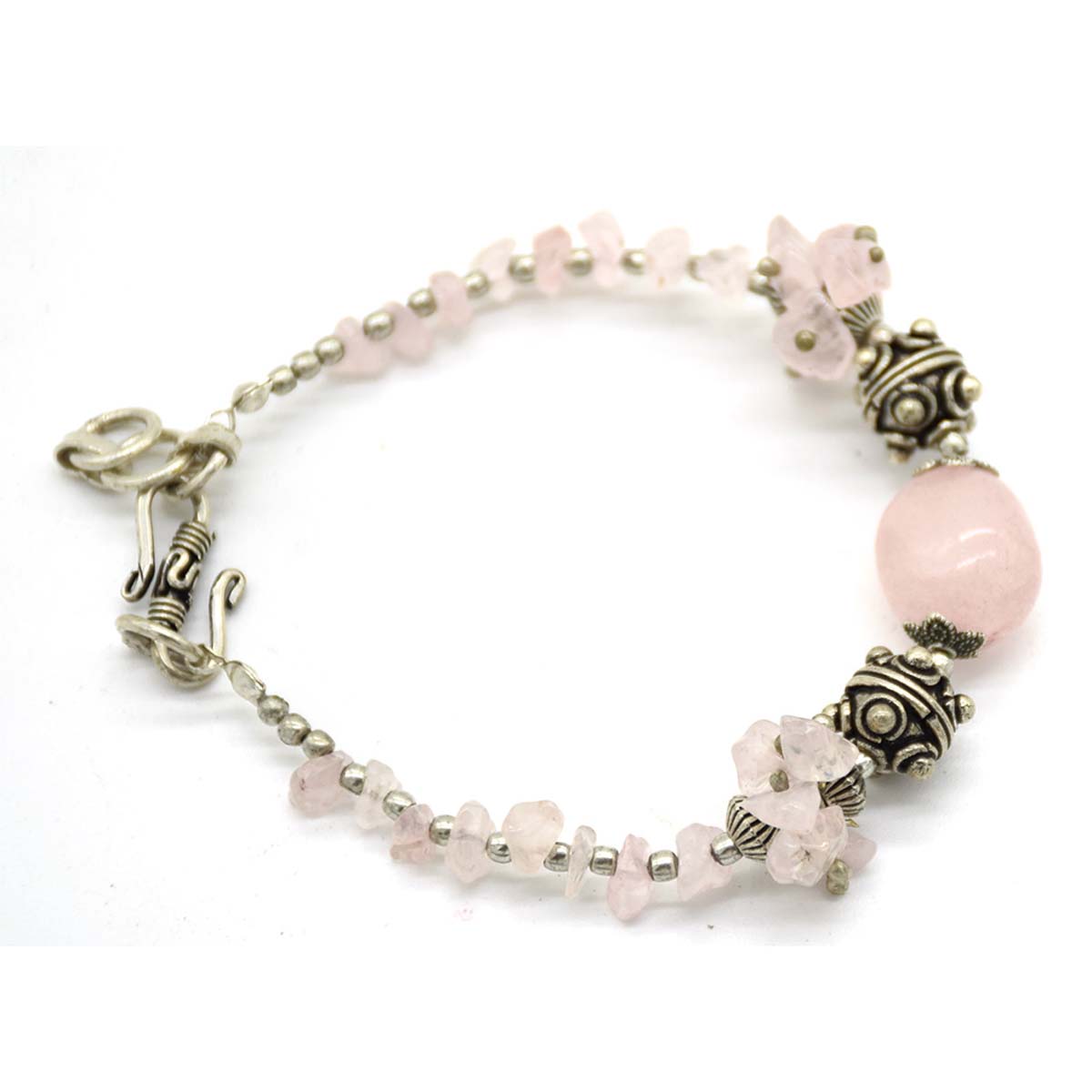 Bracelets in Bulk – Handmade in Brass – Antique Silver Color Finish – Pink Beads – Unique Jewelry Collection 